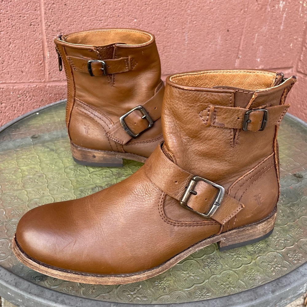 Frye Brown Leather Engineer Short Boots Size 6.5 Woman’s